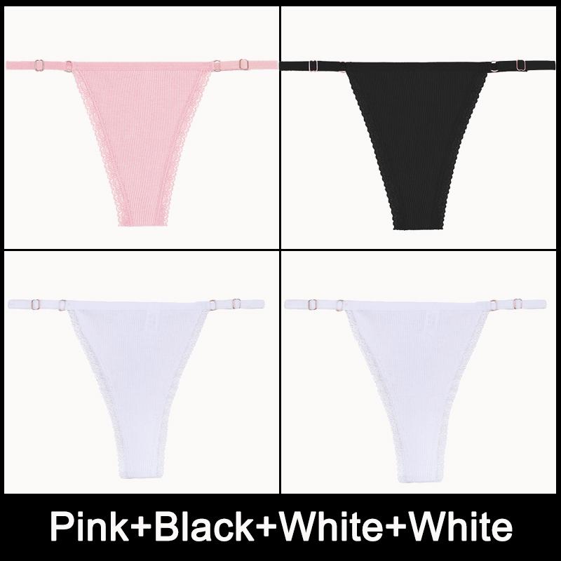 4PCS/Set Adjustable Waist Sexy G-string Panties Cotton Women's Underwear Girl Female Pantys Bikini Lady Thongs Lingerie