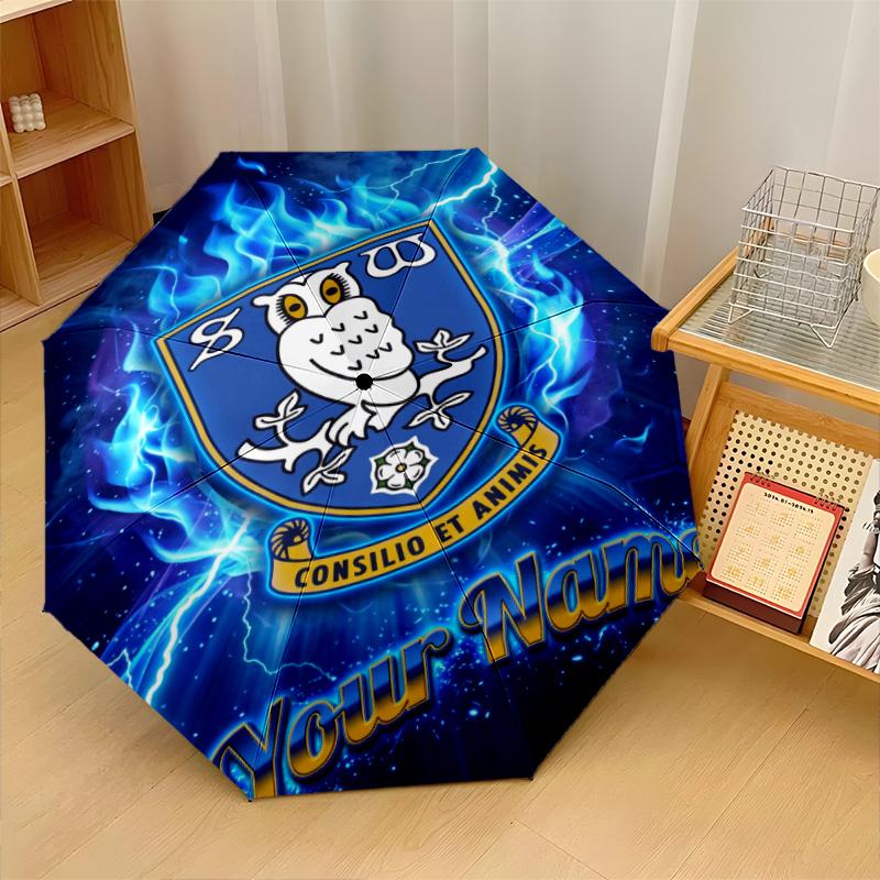 Автоматический 3-складной зонт Sheffield Wednesday FC, 8 ребер, ветрозащитный, складной, защита от солнца и дождя, для путешествий на открытом воздухе, для ежедневного использования