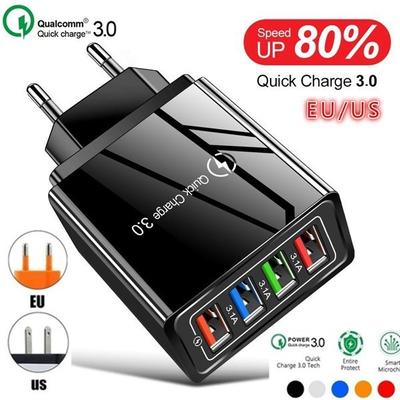 Зарядное устройство USB 3A, быстрое зарядное устройство 3,0 для планшетов, вилка европейского/американского стандарта, настенное зарядное устройство для мобильного телефона, адаптер для быстрой зарядки