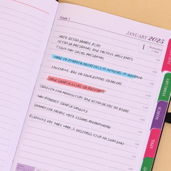 Планировщик дел на 2025 год с держателем для ручки в обложке из искусственной кожи Планировщик на месяц и неделю