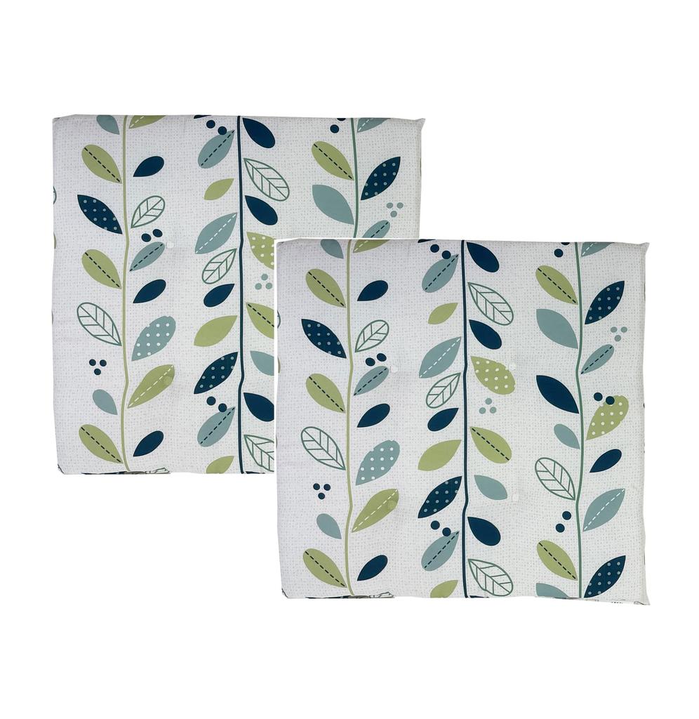 Printed Seat Cushion Set of Green 2, 40x40cm, Leaf,