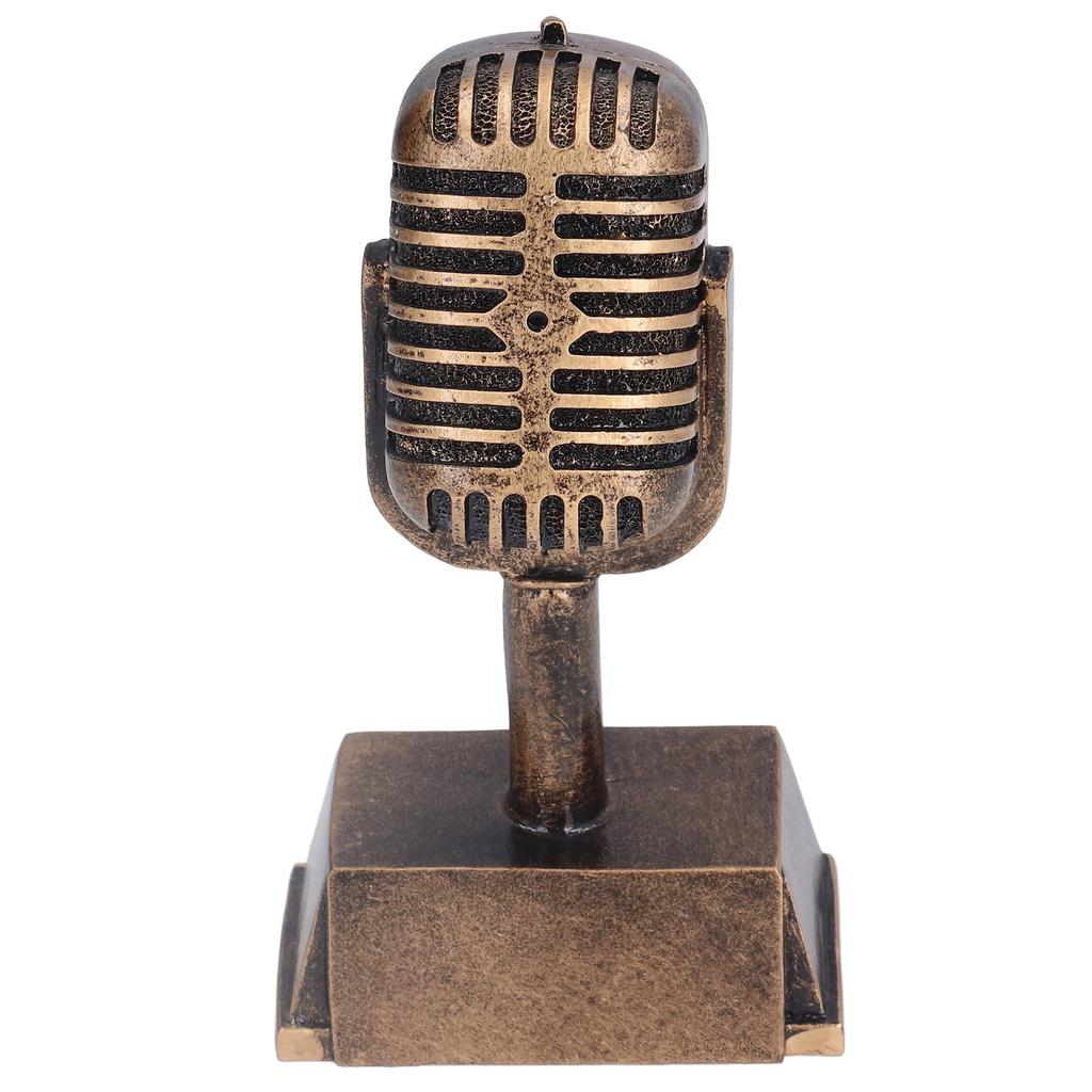 Music Award Trophy Synthetic Resin Decorative Microphone Tabletop Ornament for Home Singing Competition