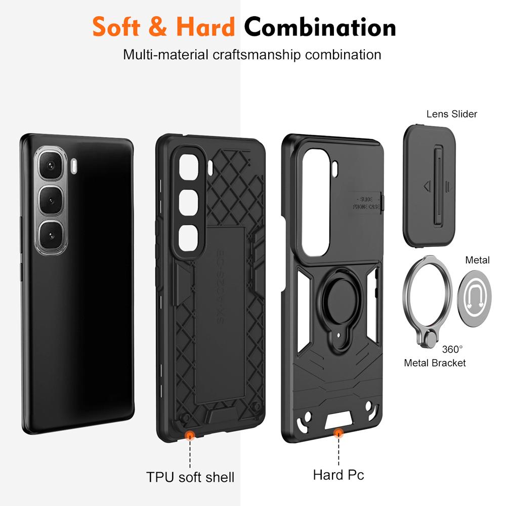 KEYSION Shockproof Armor Case for Infinix Hot 60i 4G Camera Protection Ring Stand Phone Back Cover for Infinix Hot 60 Pro+ 60 5G