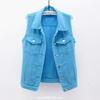 Summer Women Fashion Denim Waistcoat Short Slim Sleeveless Jacket Hole Cardigan Tops Denim Vest Plus Size