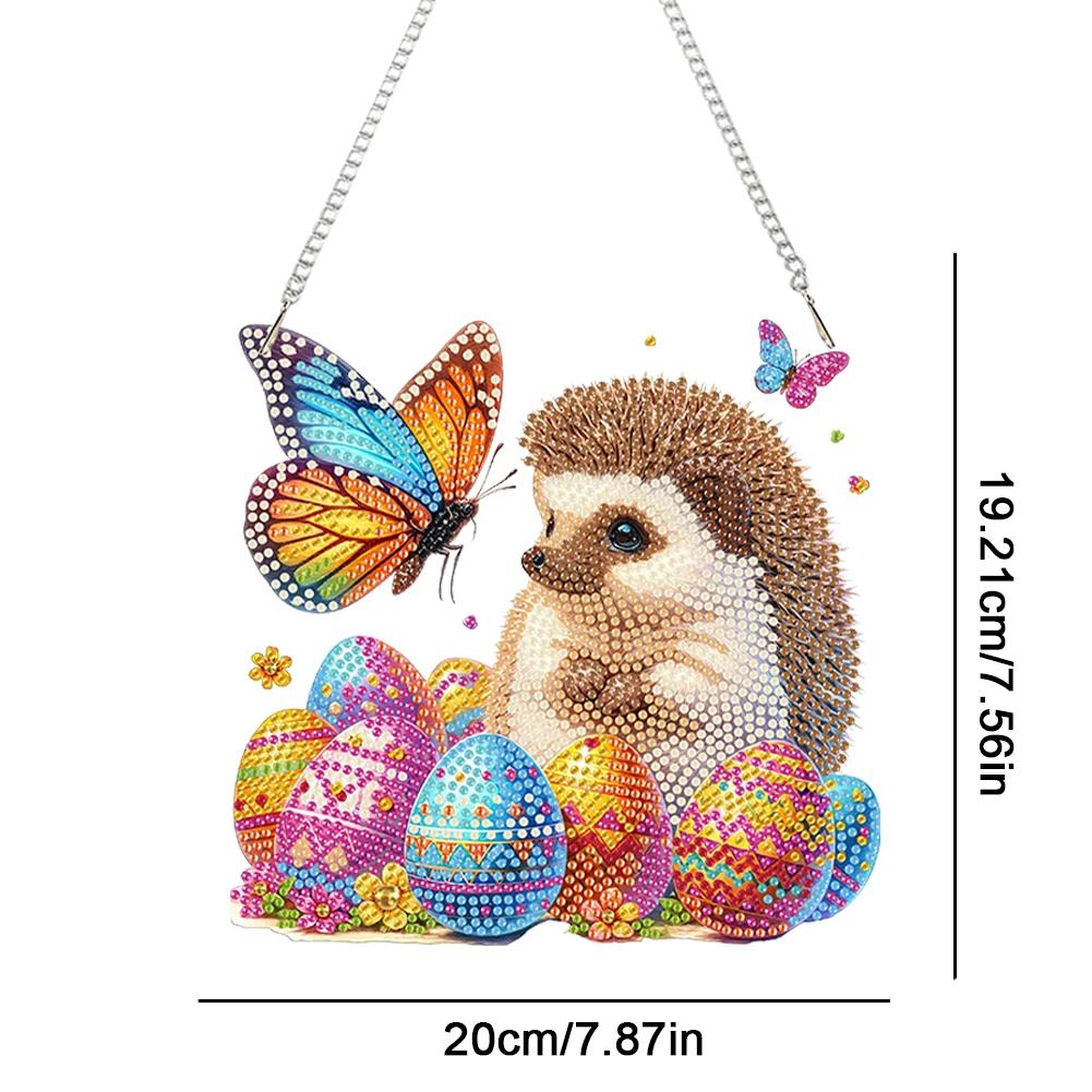 Acrylic Special Shape Easter Egg 5D DIY Diamond Painting Dots Pendant Rhinestone Diamond Art Pendants for Garden Window Decor