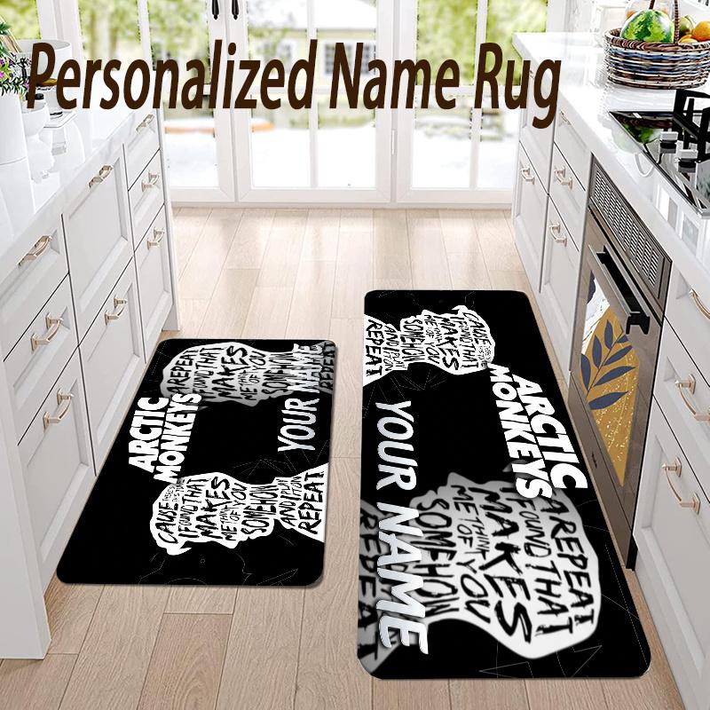 Custom Name Arctic Monkeys Flannel Area Rug Kitchen Floor Mat Personalized Home Decoration