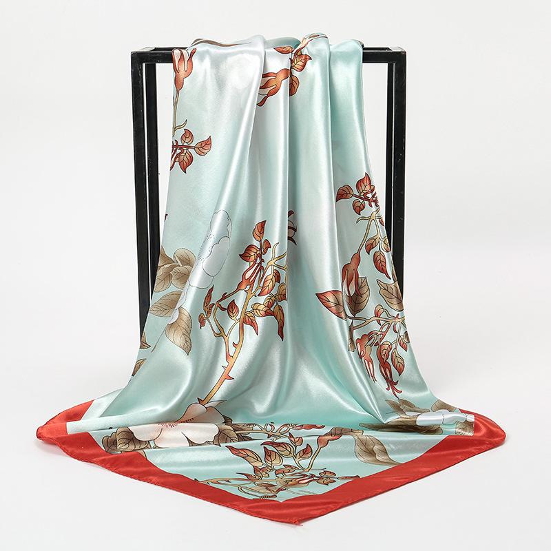 Spring and Autumn Women's Cashew Print Square Scarf Fashion Commuting Versatile Headscarf Stained Rose Square Scarf