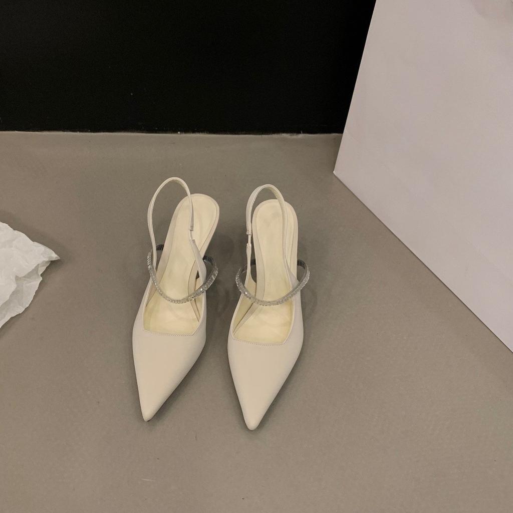 Temperament Celebrity Bag Head Sandals Fairy Shoes 2025 New Spring and Summer Pointed Single Shoes Black High Heels