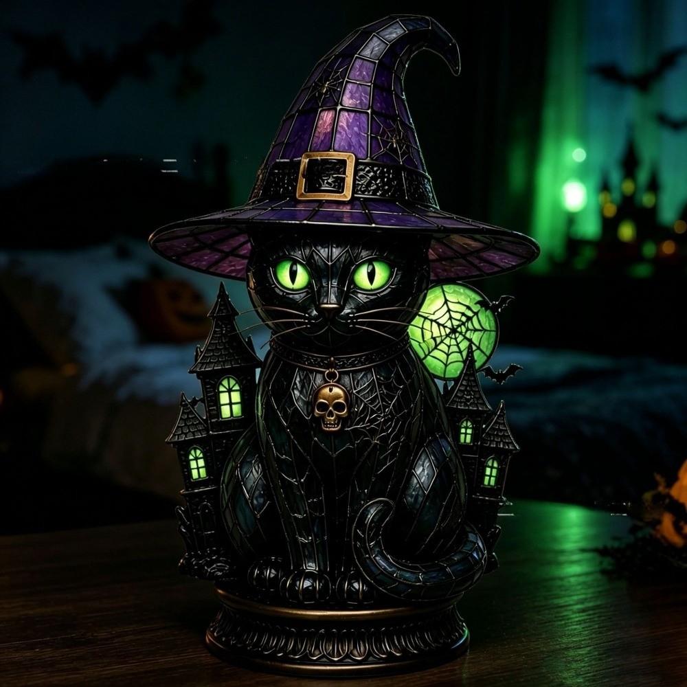 Home Decoration Halloween Lamp Cat Bird Witch Hat Lamp Home Ornaments Night Light Halloween
