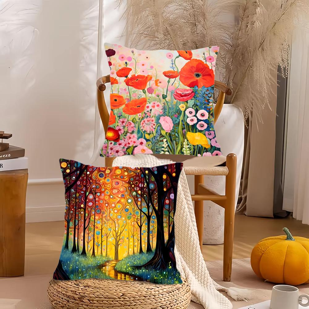 Midsummer Nights Flowers Cushion Cover Silky Short Plush DoubleSided Printed Pillow Case for Sofa All Seasons Home Decor Gift