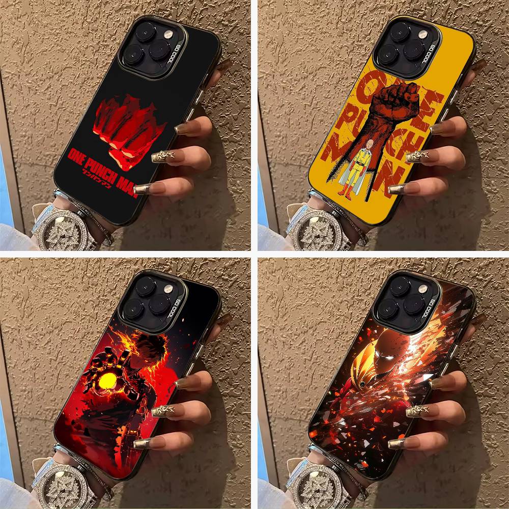 O-P-M-One-Punch -Man For iPhone 17 16 15 14 13 12 11 Pro Max XS 17 Air Silicone Colored Silver Bumper Cover