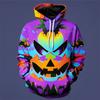 Мода на Хэллоуин с капюшоном с рисунком тыквы для мужчин, забавная повседневная толстовка с длинными рукавами и 3D-принтом, свободный свитер с капюшоном
