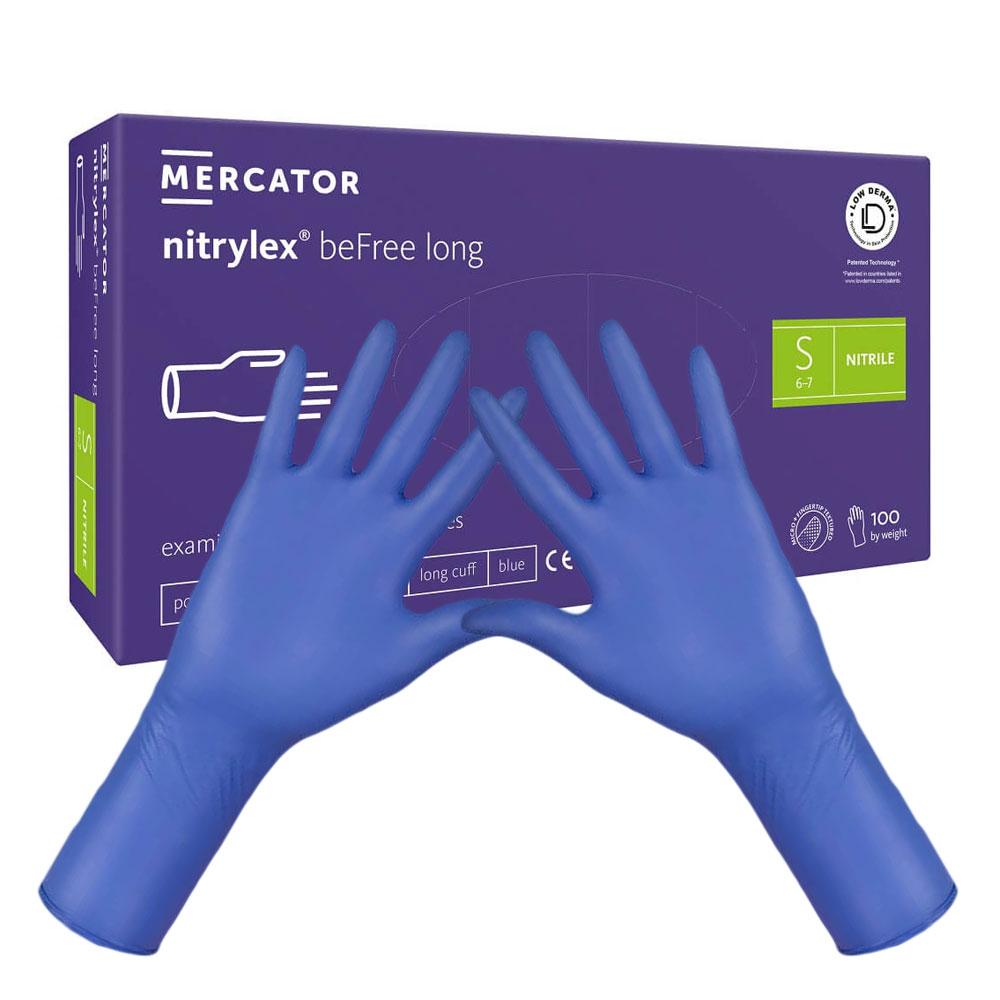 Nitrile Gloves Blue Mercator Nitrylex Befree Long 100 Pcs