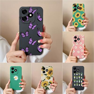 Для Tecno Camon 30 Pro Premier Itel P55 + 4G задняя крышка, чехол из жидкого мягкого силикона, роскошная ромашка-бабочка, супер противоударный защитный чехол для камеры, чехол для телефона