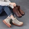 Ethnic Style Retro Soft Soled Hollow Out Boots Versatile Genuine Leather Flat Women's Sandals