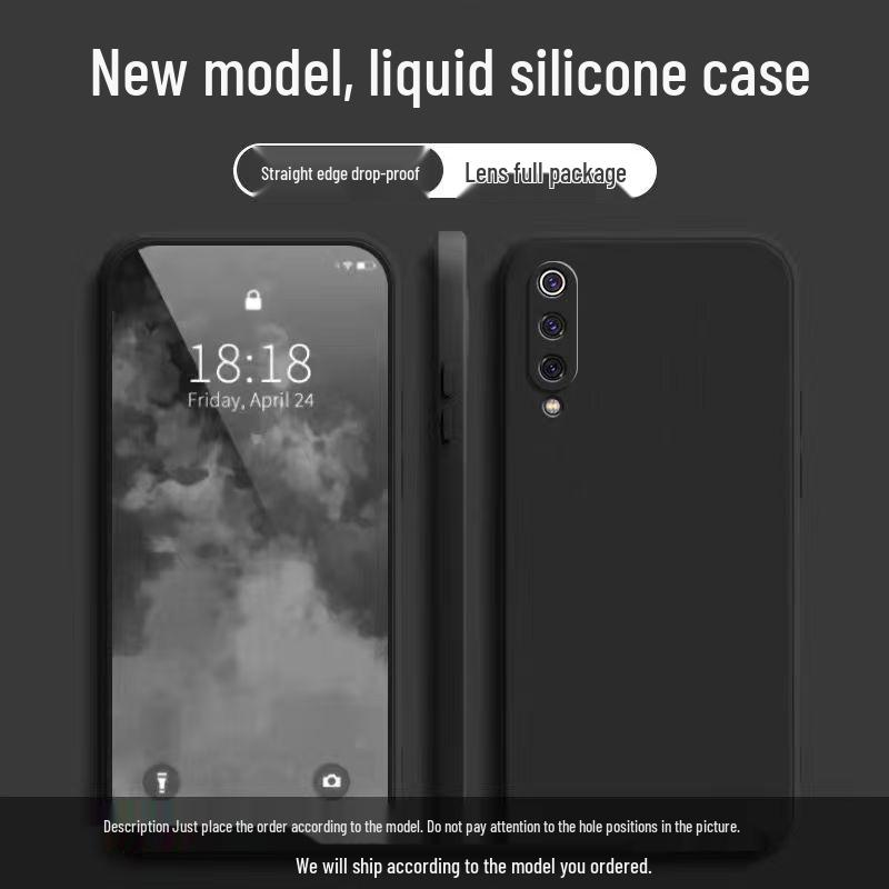 Жидкий силиконовый чехол для Xiaomi 9 Pro: Простой Однотонный, Дизайн Кубик, Полностью Покрывающий, Ударопрочный, Прямая Грань, Мягкий Чехол