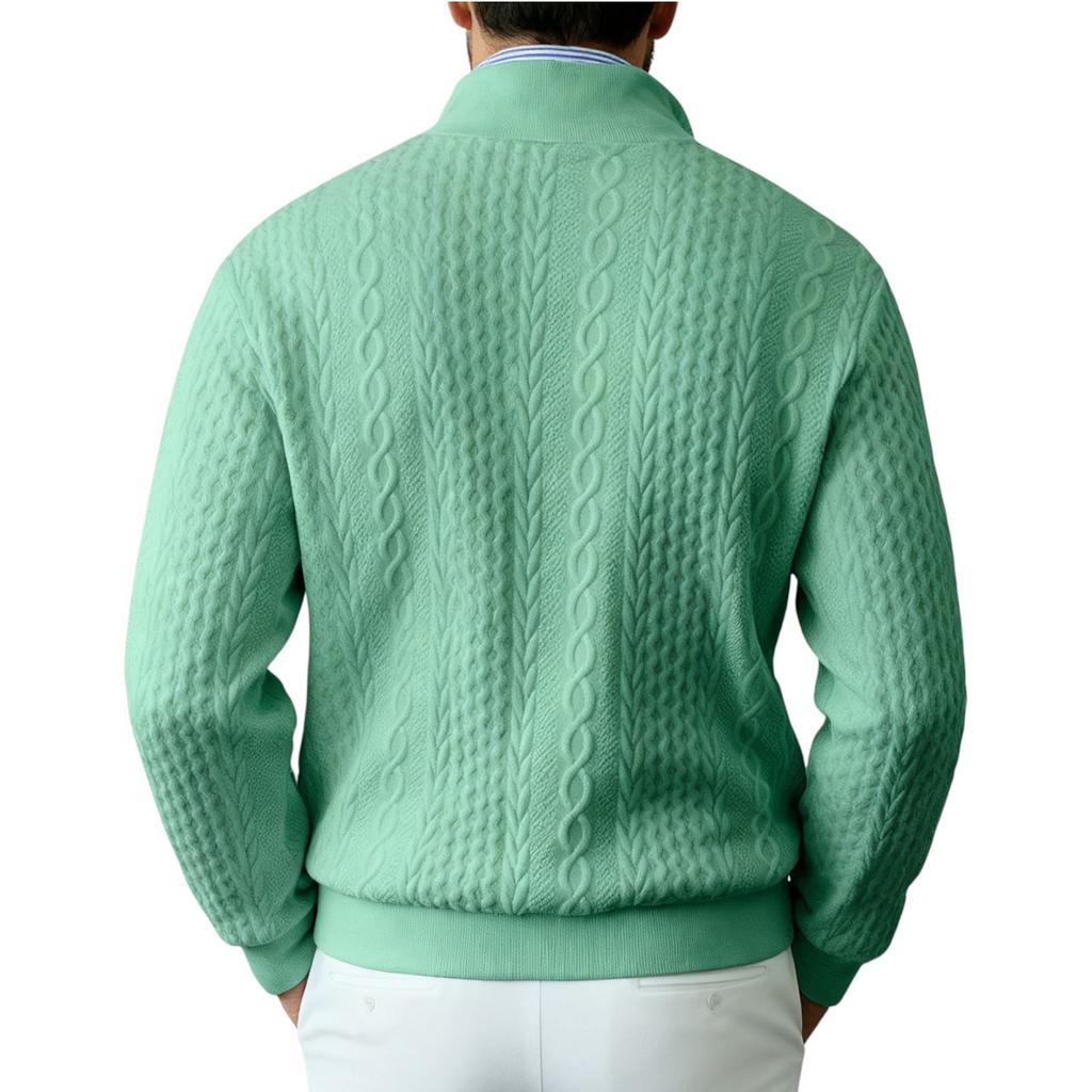 Мужская Повседневная Спортивная Толстовка с Четвертной Молнией, Текстура Витого Цветка