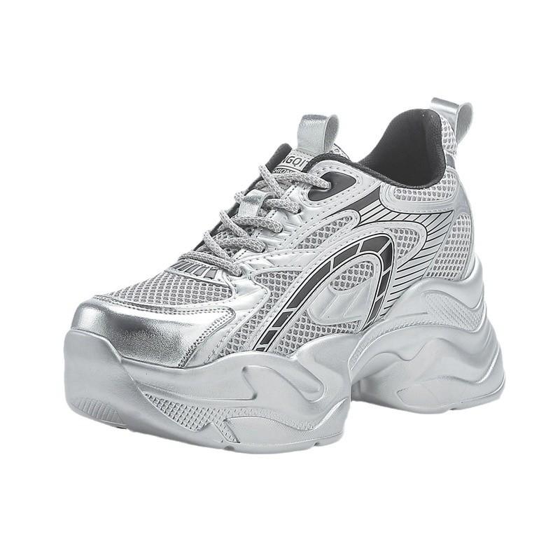 Модные 8-сантиметровые дышащие сетчатые кроссовки женские роскошные весенние приливные вулканизированные спортивные папины туфли для женщин обувь на высокой платформе клинья женская