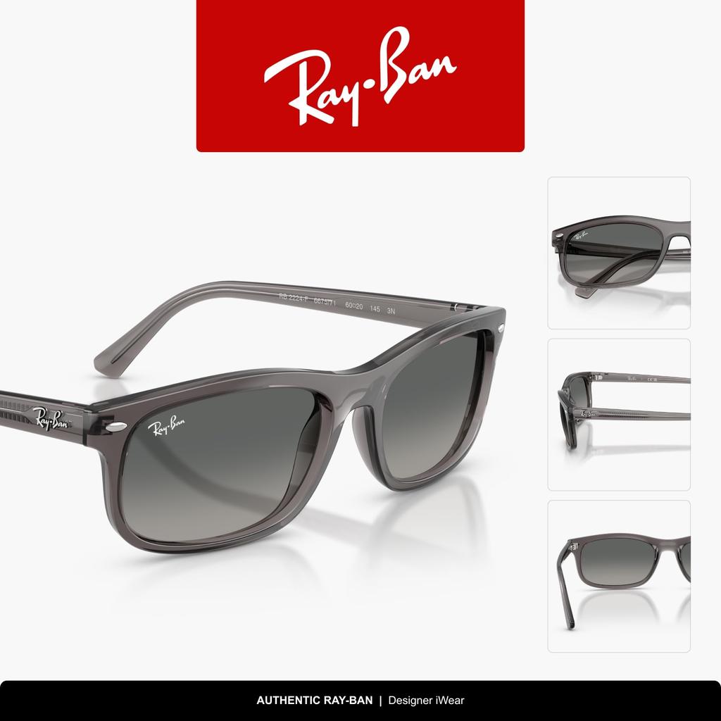 Светло-серый ширина линзы 0RB2224F Солнцезащитные очки Ray-Ban, унисекс, оправа/Опаловый серый, линза/Кристальный градиент, 57 мм,