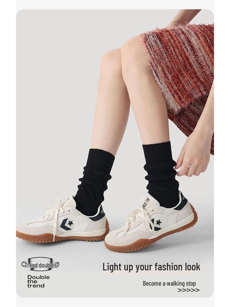 Женские однотонные гольфы до середины икры в стиле Ренессанс - Универсальный тонкий стиль для весны и осени