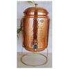Pure Copper Hammered Design Joint Free Water Pot/Dispenser/Container/Matka/Tank with Stand, Volume- 18 Liters