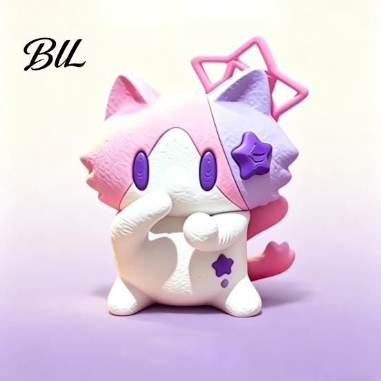 Heart Warming Gift for Holidays Cute 3D Printed Cat Figurine, Cartoon Desk Ornament with Playful Mouth Covering Unique Accessories Work Design,