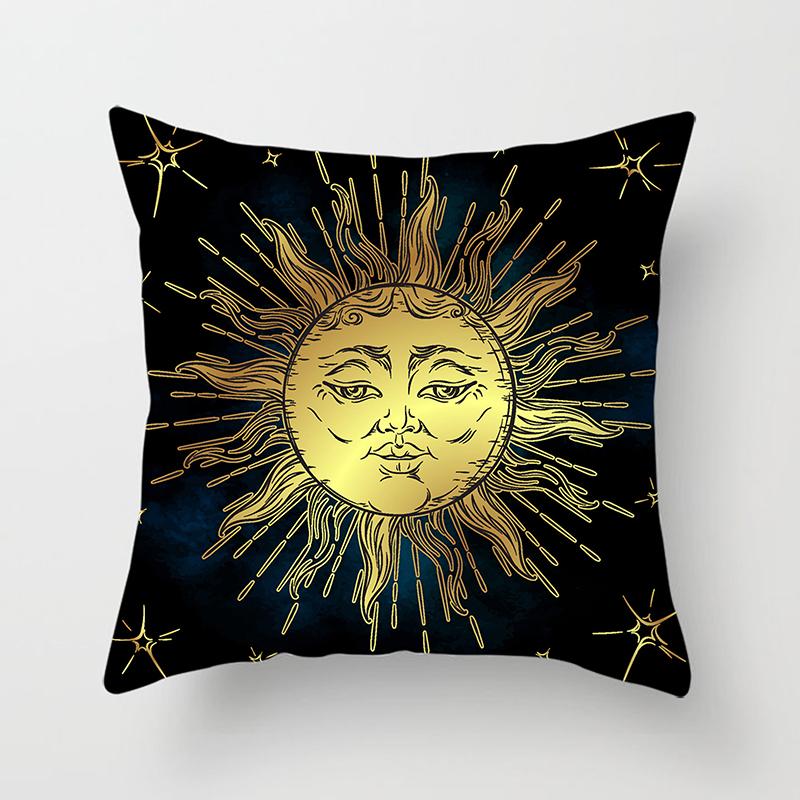 Home Bedroom Living Room Sofa Cushion Cover Decoration Sun Moon Mandala Series Pattern Printing Pillowcase