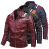 Men's Jacket New Tough Guy Men's PU Jacket Color Matching Motorcycle Jacket Plus Velvet Men's Leather Jacket