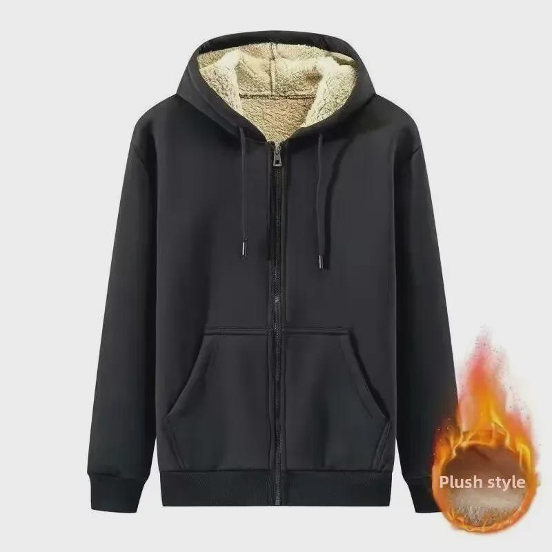 Men's 2024 Winter Fleece-Lined Hooded Sweatshirt: Warm, Loose, Casual Sports Jacket