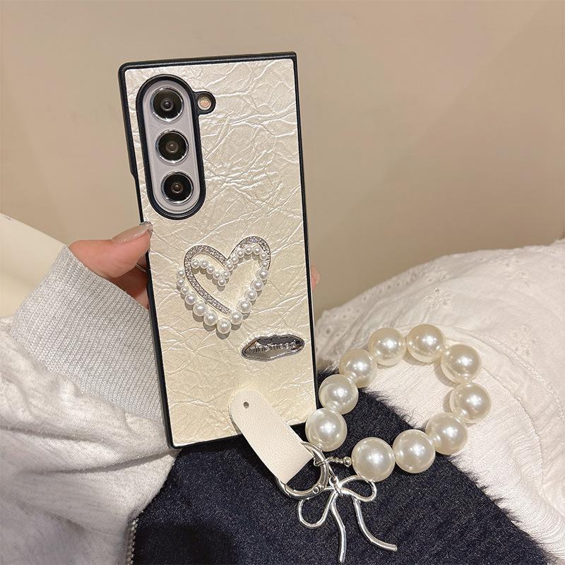 Чехол для телефона Pearl Water Diamond Love для Samsung ZFold6 Flip Fold Flip 4 с цепочкой на руку P50pocket