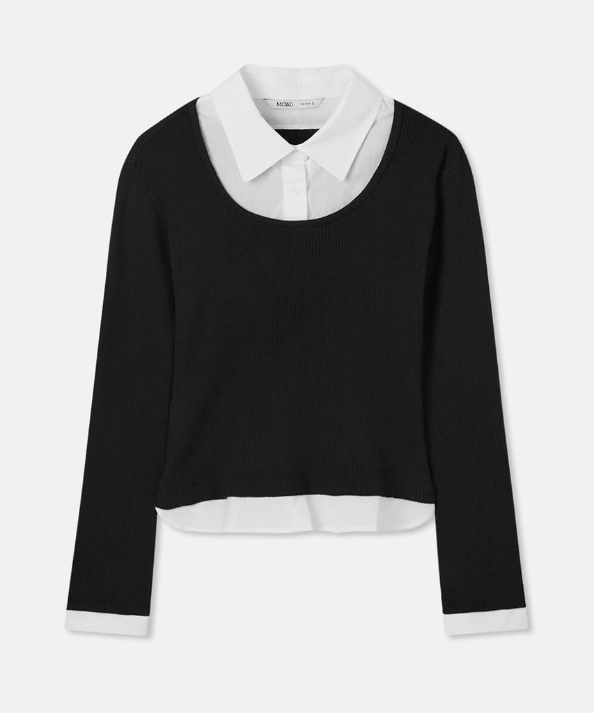 MIXXO Slim Fit Shirt Collared Round Neck Pullover_Miwkag336T