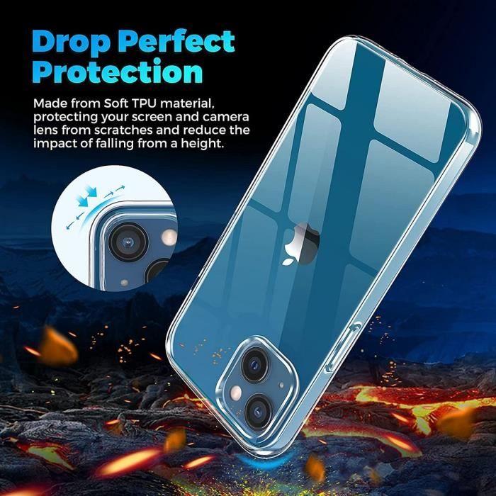 Coque Silicone Pour iPhone 13 Pro Max (6,7") + 2 Verres Trempés Ecran et 2 Protections Caméra Arrière