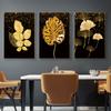 Abstract Ginkgo Biloba Canvas Painting Black Gold Wall Art Posters and Prints Pictures Modern Living Room Home Wall DecorCuadros