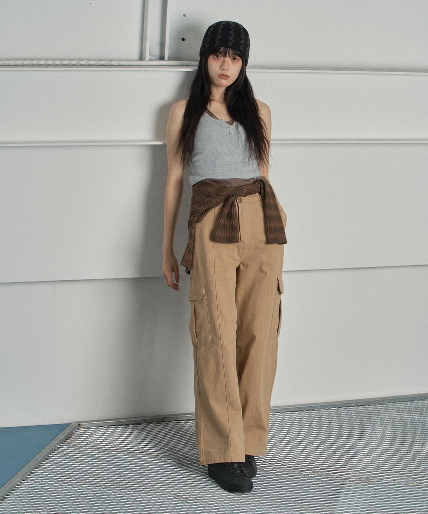 SWAYGLOW Solid Cargo Pants Beige