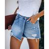 European and American New Summer Casual Temperament Washed Broken Holes Pants Skirt Light Blue Women's Denim Shorts