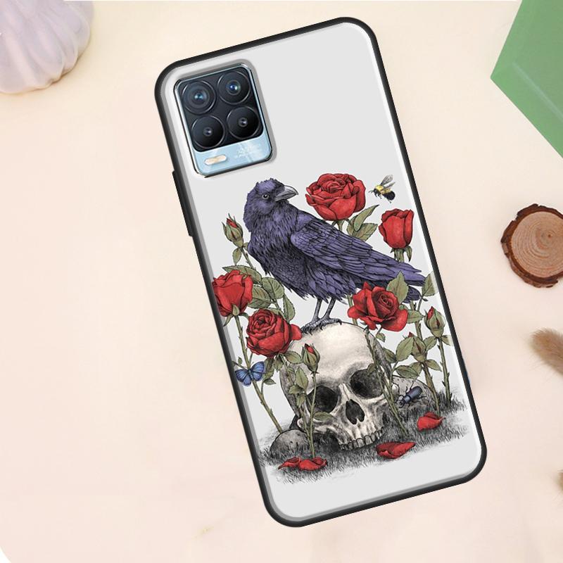 Skull Crow Flower Case For Realme C75 C63 C61 C55 C51 C53 C35 C65 C67 C71 11 12 13 14 15 Pro Plus GT6 GT7 Pro