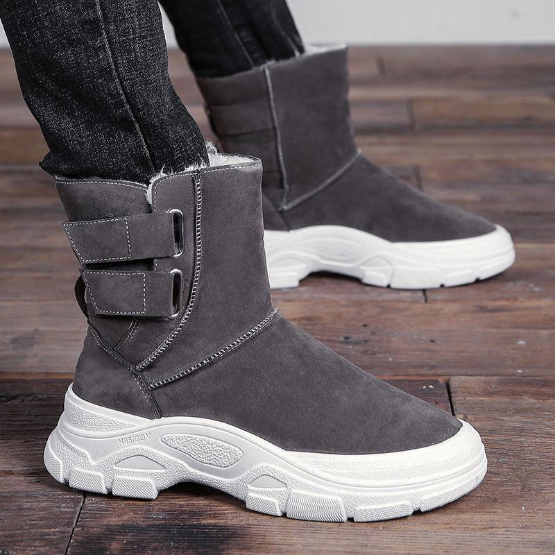 Fashion High-top Snow Boots Men's Winter Plus Velvet Thick Warm Non-slip Cotton Shoes Male Students Fashion Casual Platform Short Boots