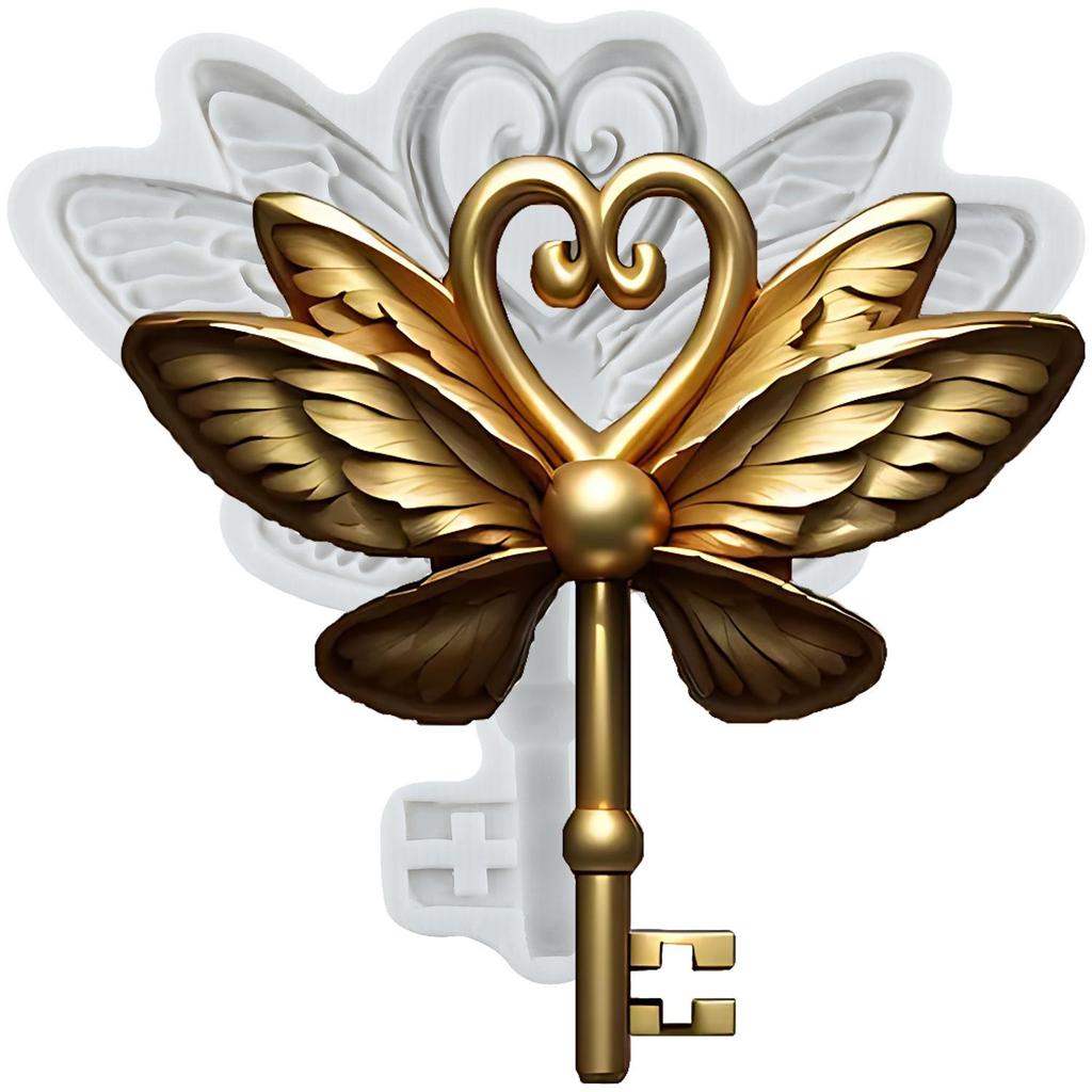 Vintage Key Silicone Molds Heart Lock Keyhole Fondant Mold Cake Decorating Tools Cupcake Topper Chocolate Candy Craft Gum Paste Polymer Clay