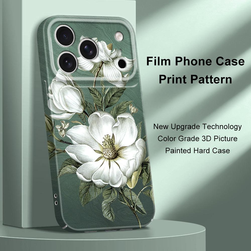Роскошный чехол для телефона с магнолиями для iPhone 17 Air 16 16E 15 14 Plus Pro Max Пленка Жесткая Крышка
