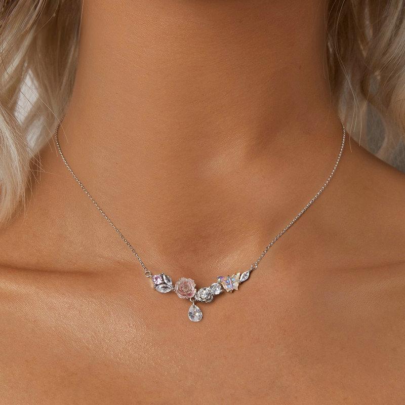 S925 Sterling Silver Romantic Flower Necklace Fantasy Butterfly Neck Chain for Women Valentine's Day Fine Jewelry Gift