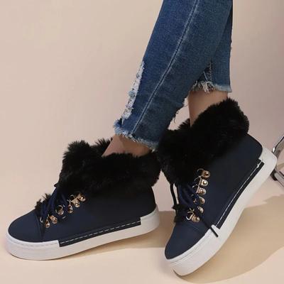 Женские ботильоны, утолщенные, повседневные, однотонные, на шнуровке, из искусственной кожи, женские зимние ботинки на платформе, размер плюс 43, обувь 2024