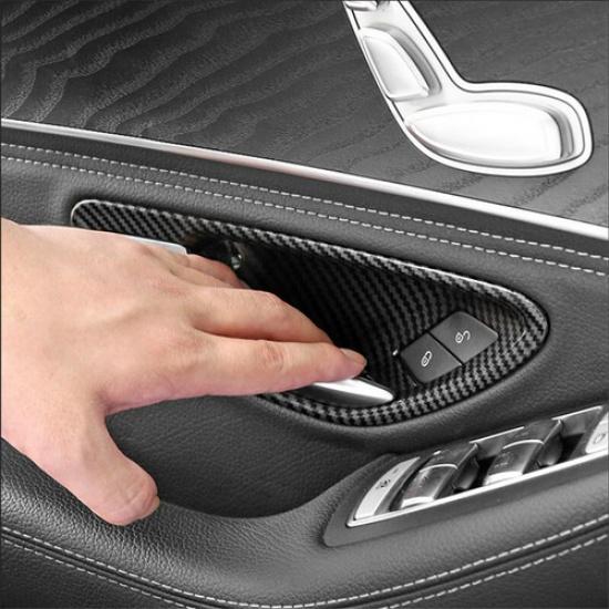 ABS Carbon Fiber Car Interior Door Handle Bowl Cover for Benz C E GLC 2016-