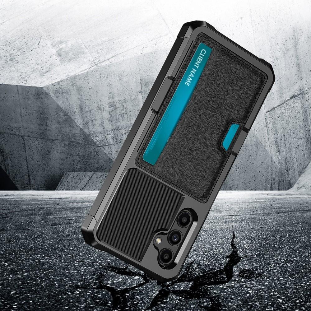 Case for Samsung Galaxy A25 5G, Card Holder Kickstand, black + 9H glass