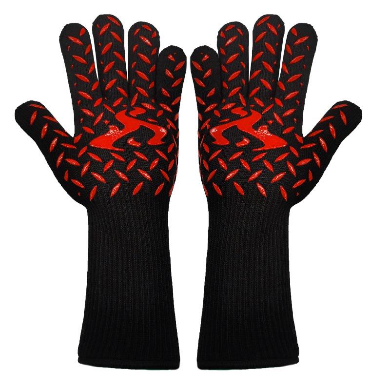 Meier High temperature resistance 500 degrees, silicone barbecue oven microwave oven anti-scalding high temperature insulation gloves