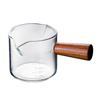 Стеклянный горшок для молока с деревянной ручкой и градуированной чашей, устойчивый к высоким и низким температурам, инструменты бариста Gaopeng Crafting