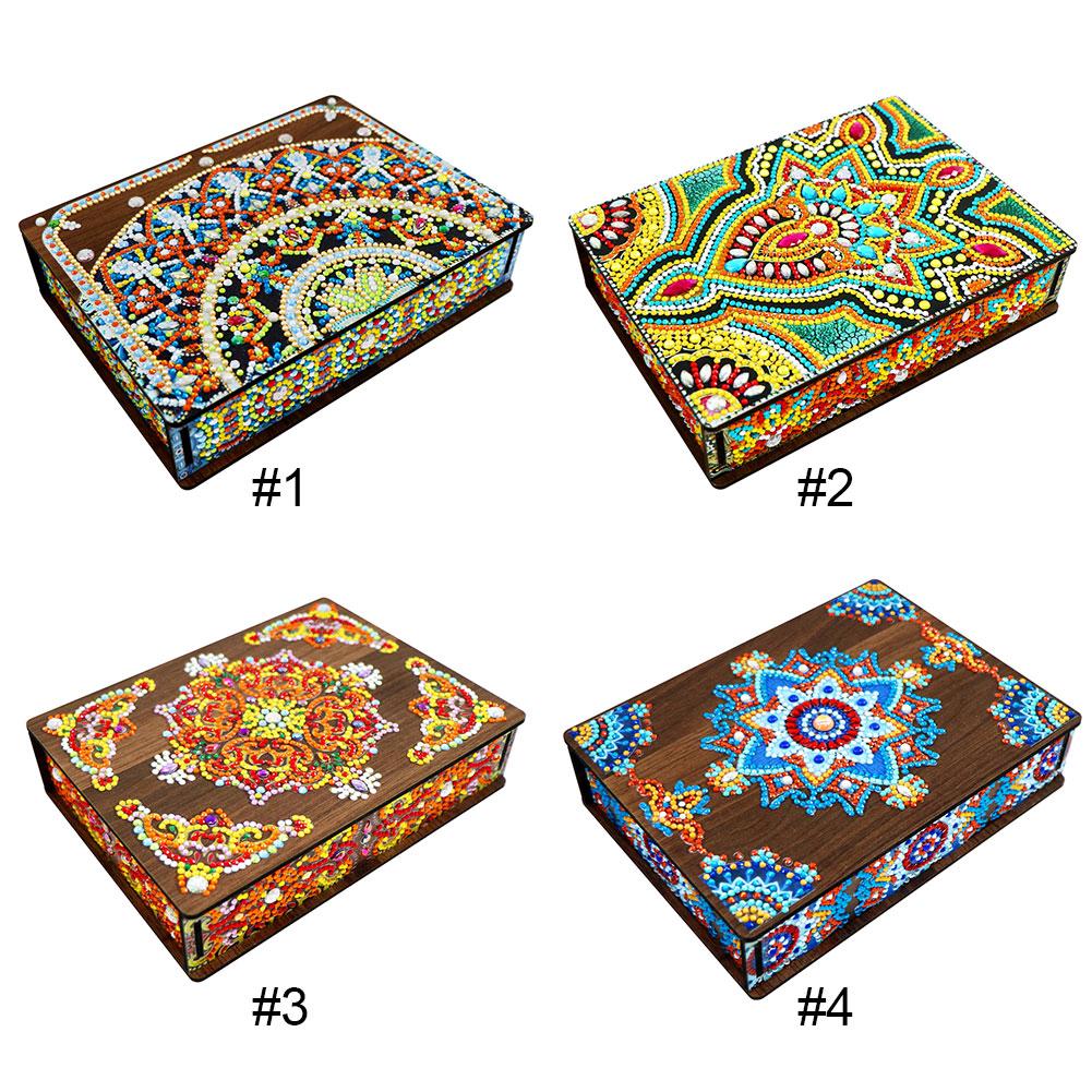 Classic Mandala Diamond Painting Jewelry Box DIY Special Shaped Drill Wood Case