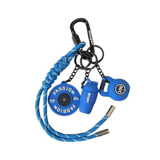 Fitness Keychain Weightlifting Fitness Equipment Charm with Keyring Weight Plate Dumbbell Key Chain Bag Backpack Charm Gift for Gym Enthusiasts