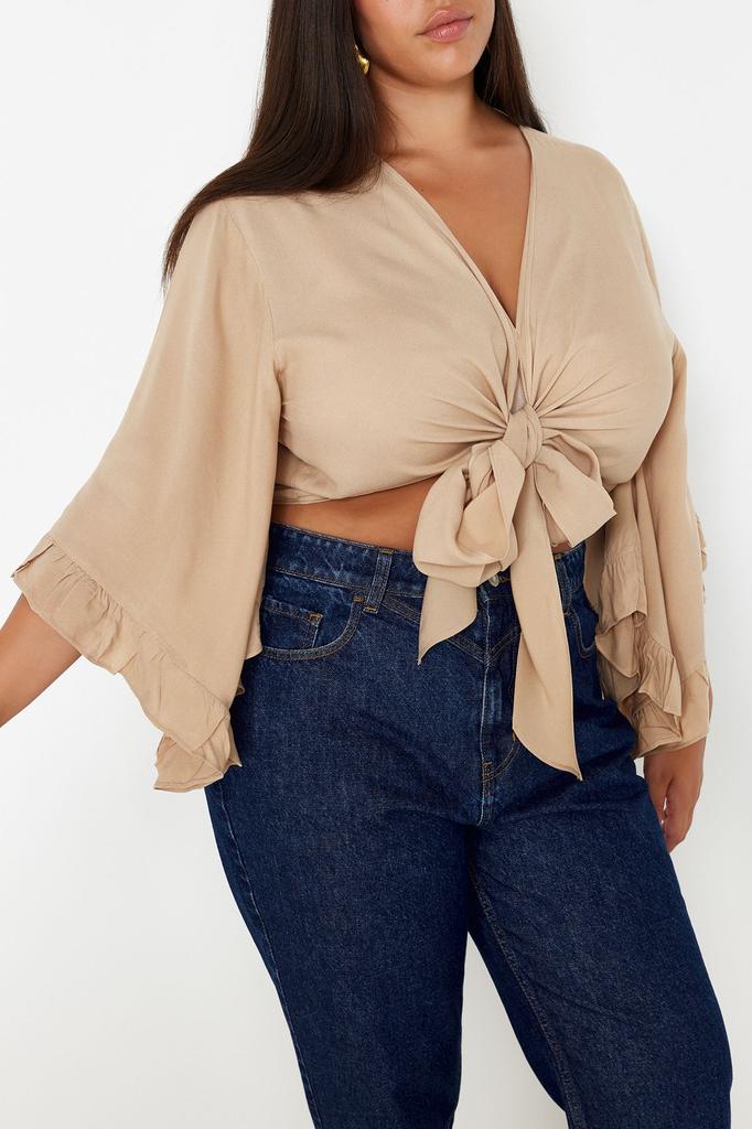 Women's Style Plus Size Blouse Mink Crinkle Beachwear Plus Size Blouse