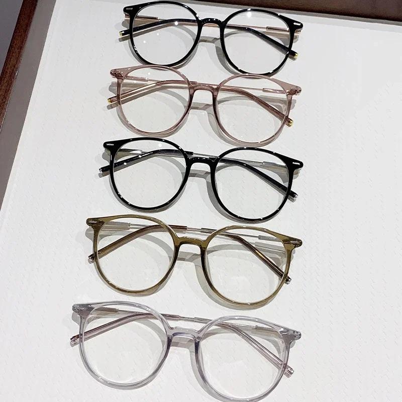 Модный тренд Круглые фотохромные очки для близорукости Солнцезащитные очки для мужчин и женщин Анти-синий свет Минус очки от 0 до -4.0