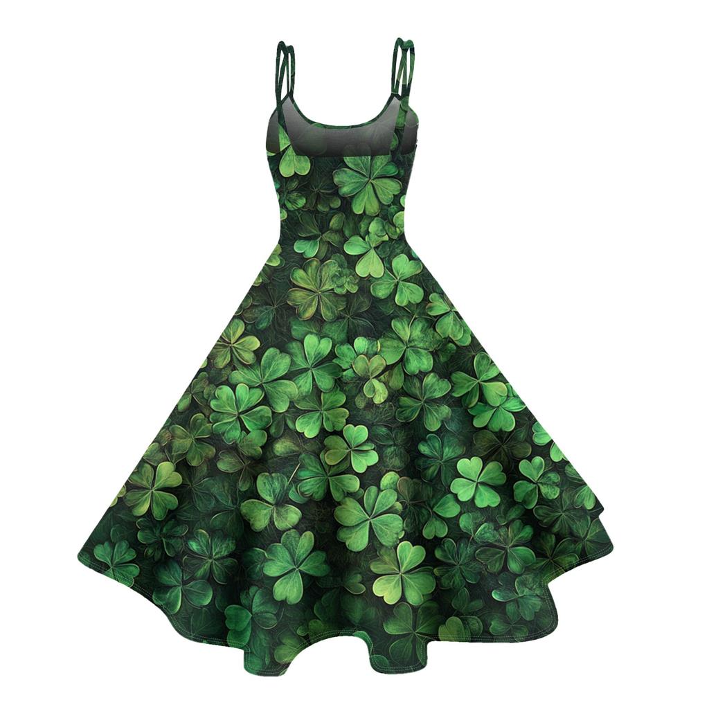 Women's Fashion St. Patrick's Day Printed Sexy Strapless Gothic Cocktail Dress Punk, Vintage Dress.